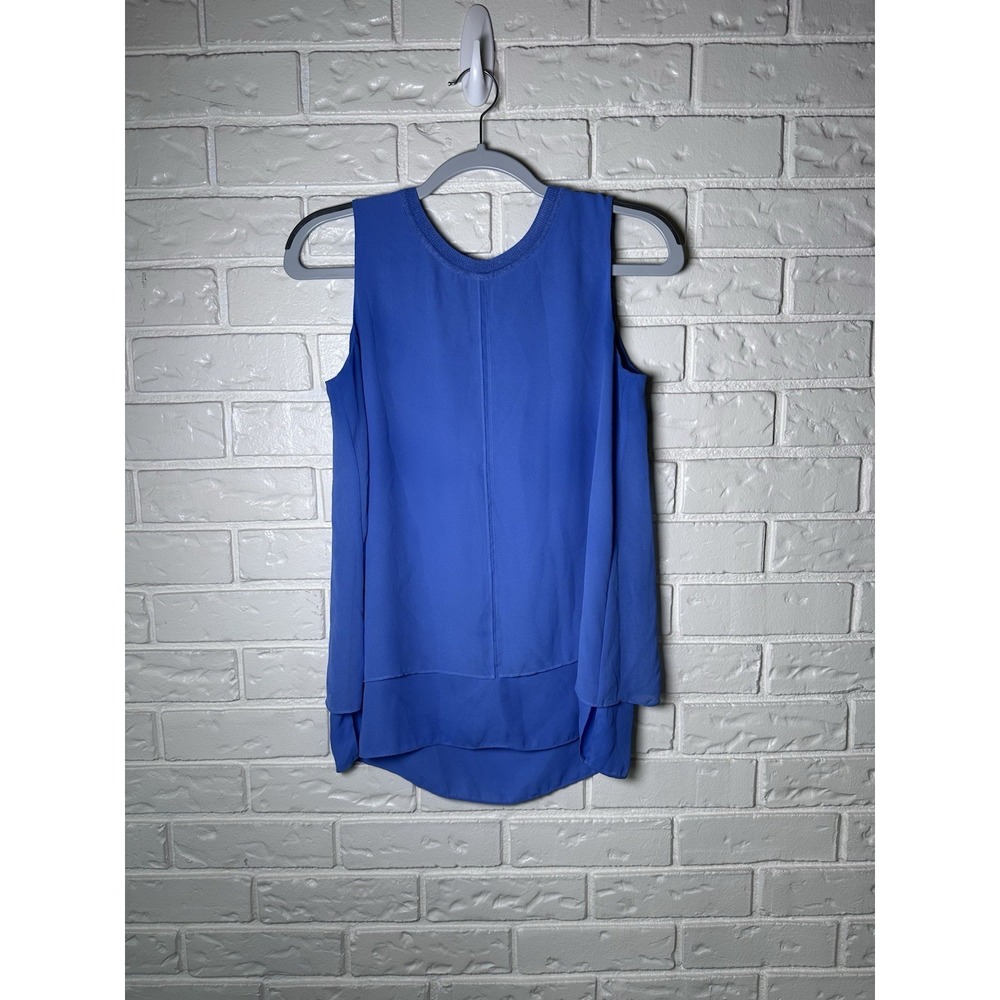 Talbots Petites SP Blue Sleeveless Layered Chiffon‎ Blouse Top Women's Small